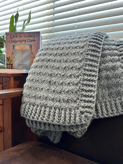Throw Blanket - Handmade Crochet – Soft Grey Mix