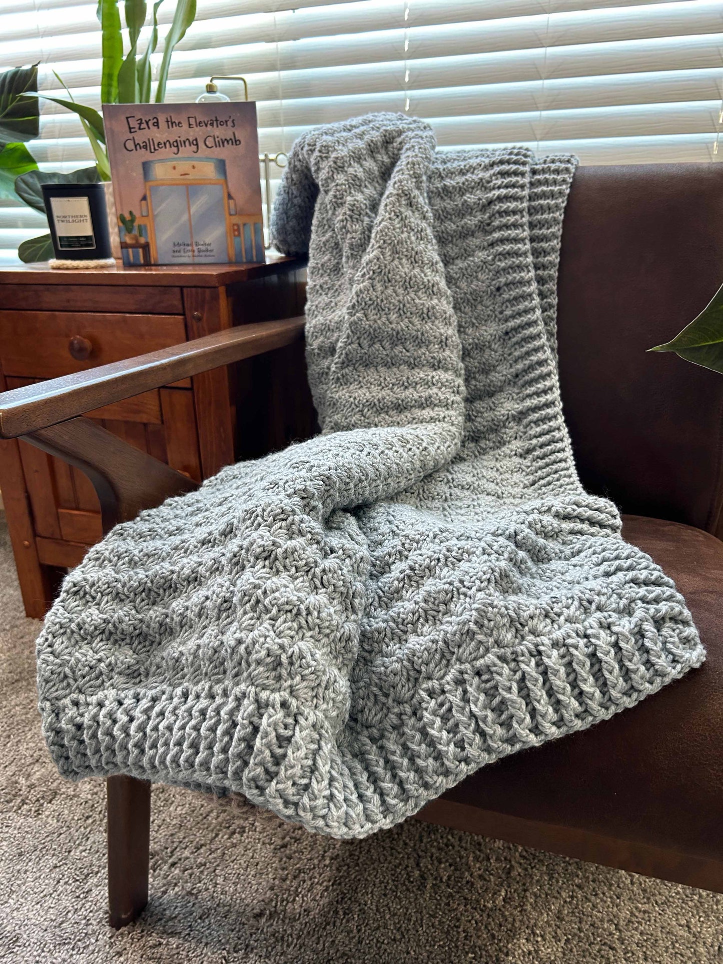Throw Blanket - Handmade Crochet – Soft Grey Mix