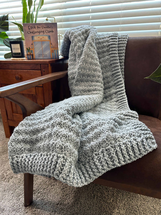 Throw Blanket - Handmade Crochet – Soft Grey Mix
