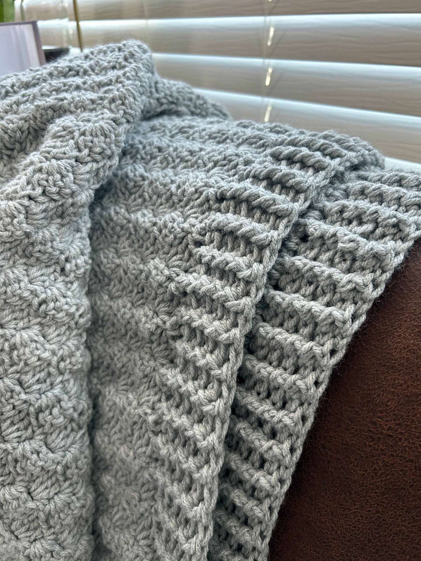 Throw Blanket - Handmade Crochet – Soft Grey Mix