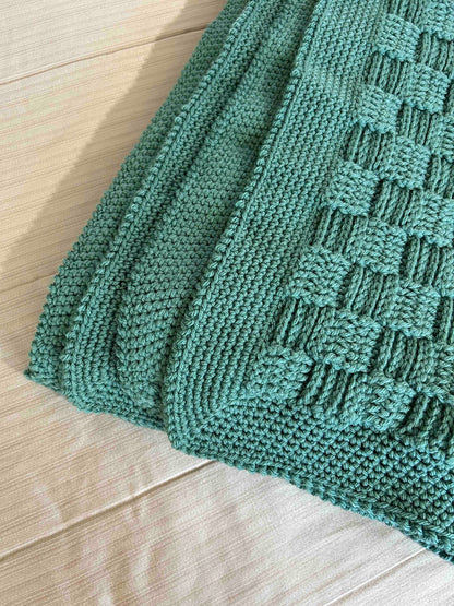 Hosta Teal Handmade Crochet Throw Blanket