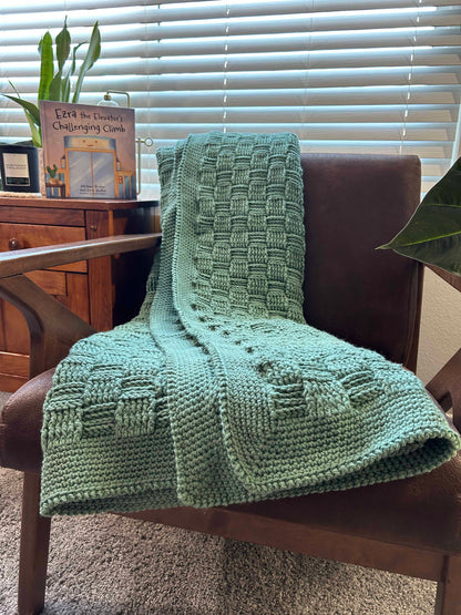 Hosta Teal Handmade Crochet Throw Blanket
