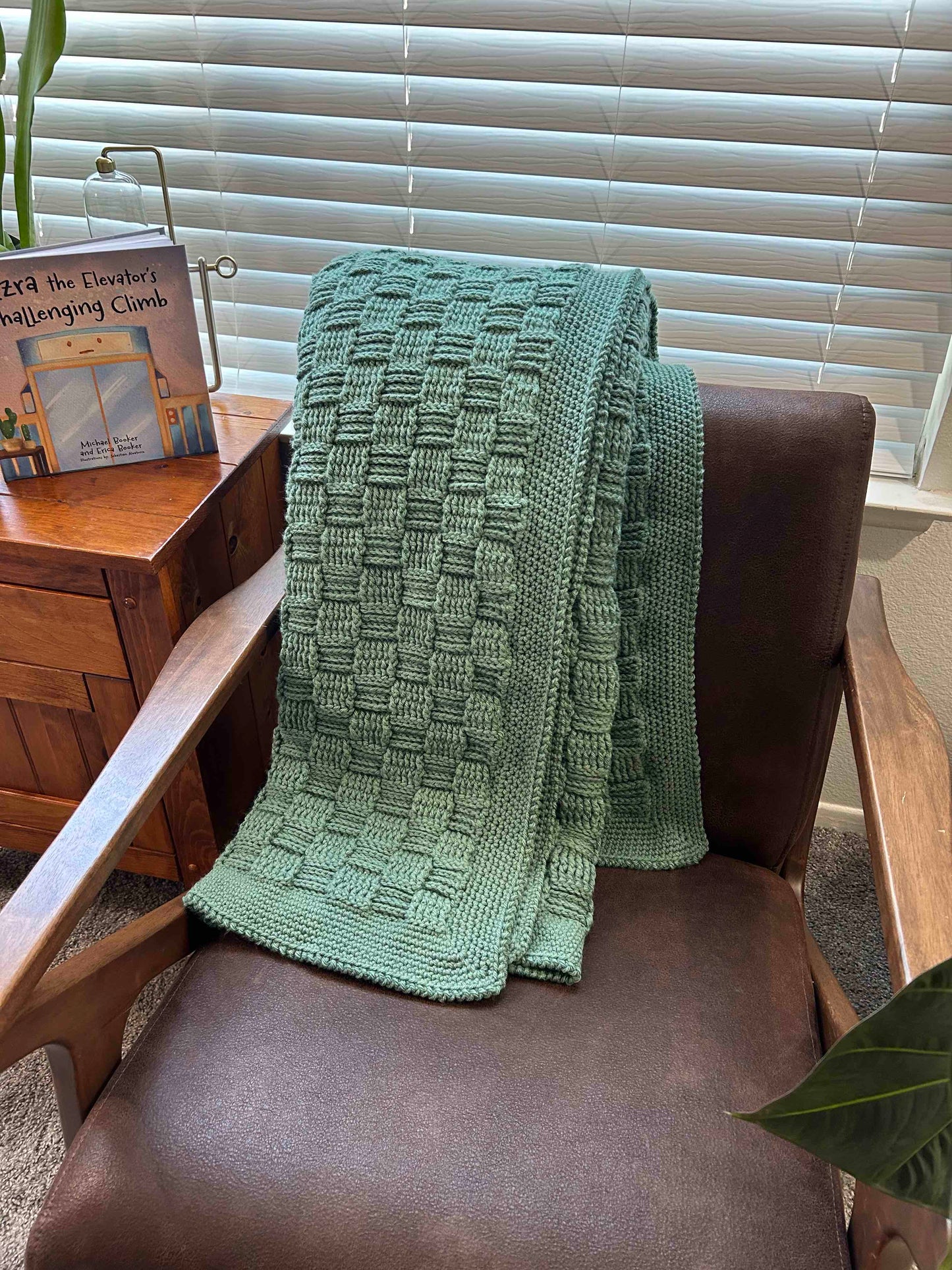Hosta Teal Handmade Crochet Throw Blanket