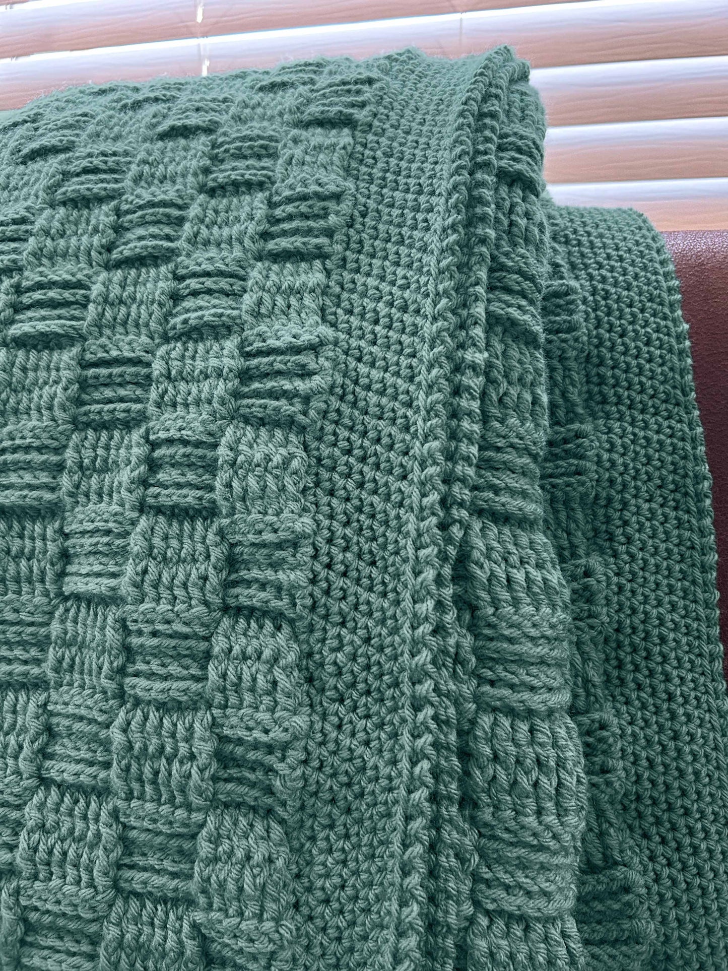 Hosta Teal Handmade Crochet Throw Blanket