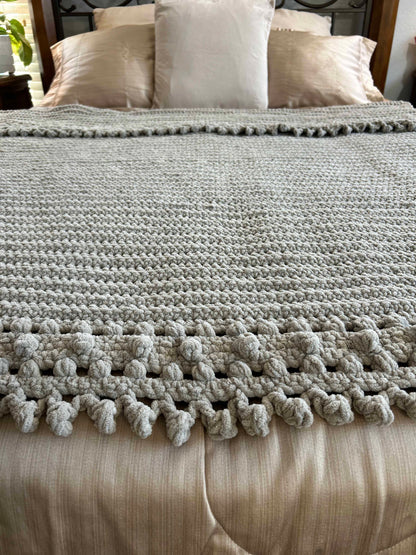 Throw Blanket - Handmade Crochet – Light Gray