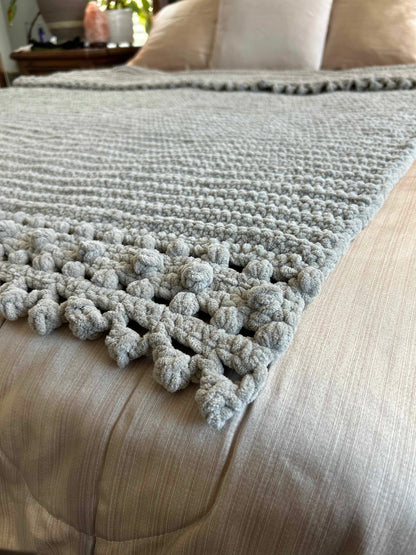 Throw Blanket - Handmade Crochet – Light Gray