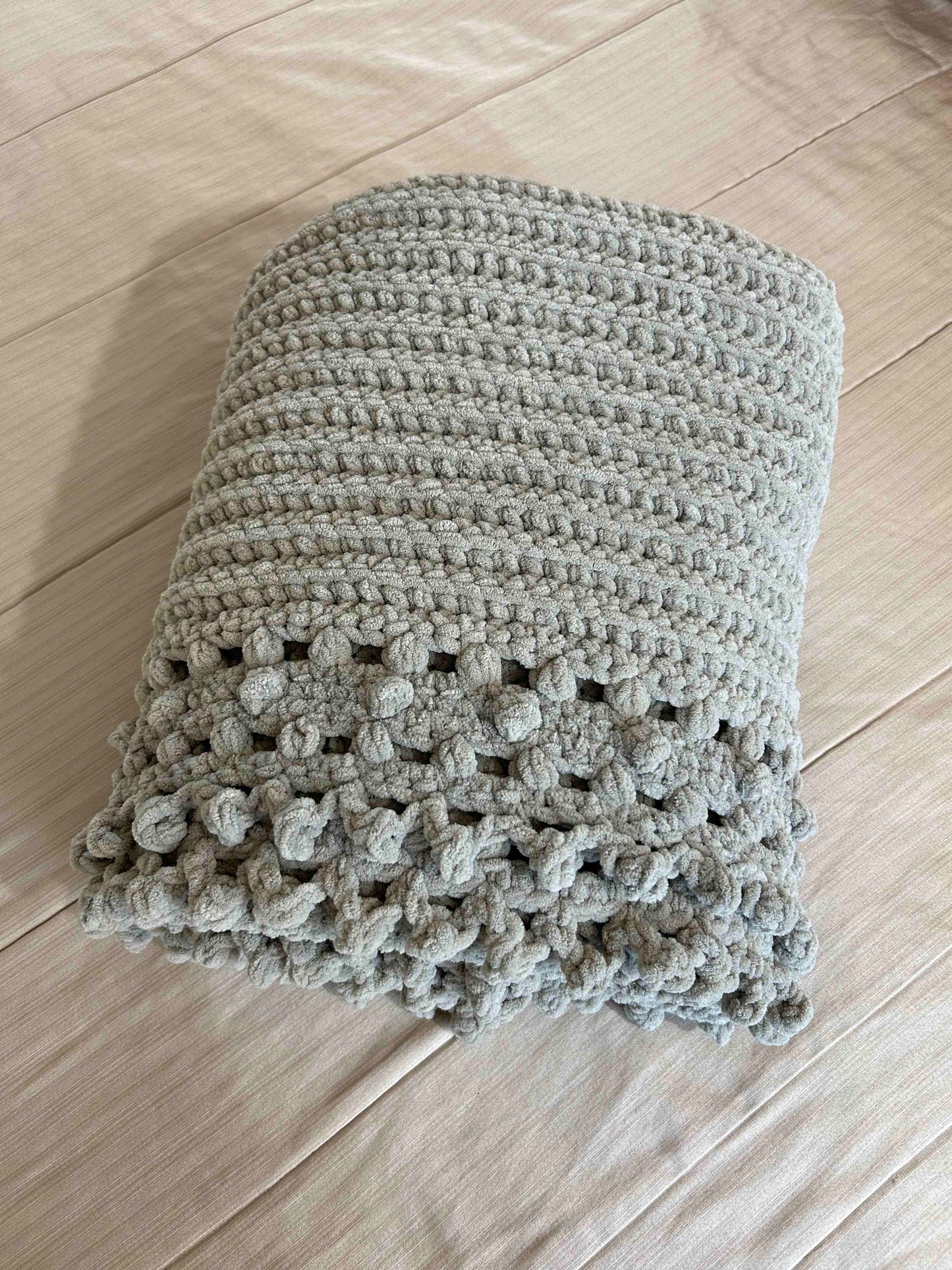 Throw Blanket - Handmade Crochet – Light Gray