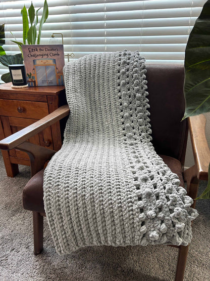 Throw Blanket - Handmade Crochet – Light Gray