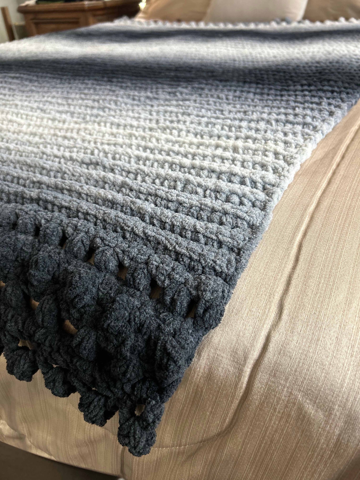 Throw Blanket - Handmade Crochet – Soft Grey Mix