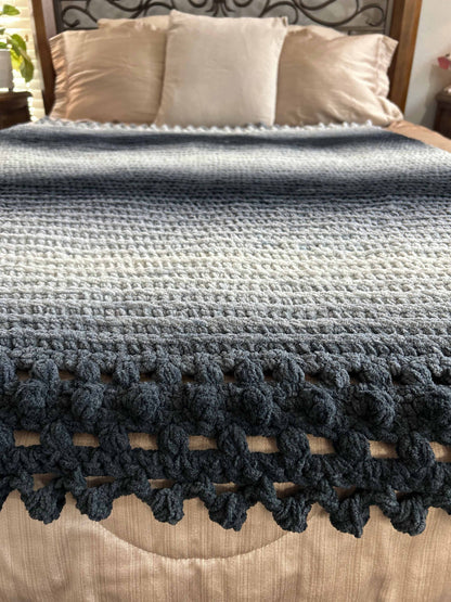 Throw Blanket - Handmade Crochet – Soft Grey Mix
