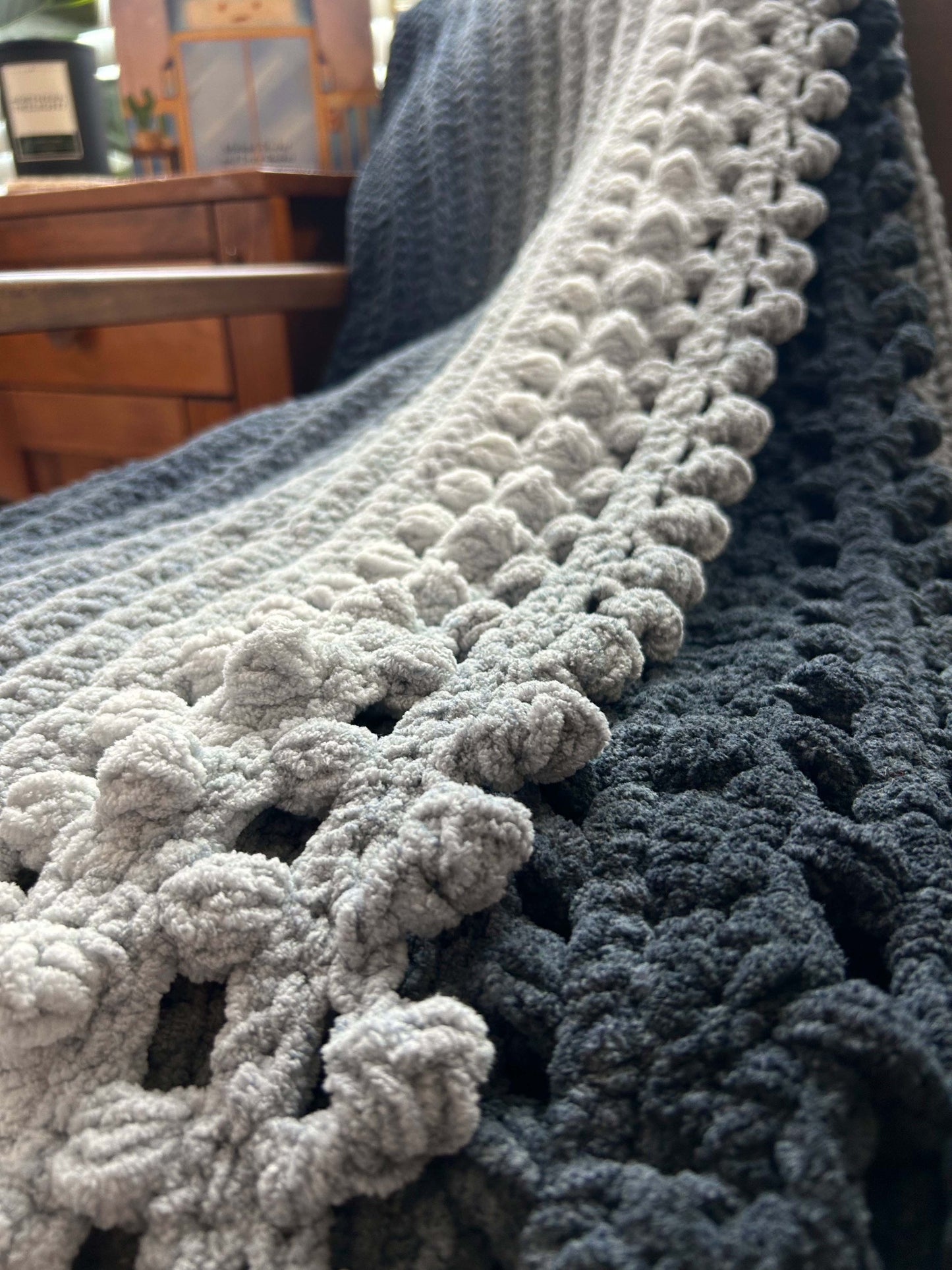 Throw Blanket - Handmade Crochet – Soft Grey Mix