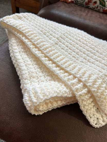 Baby Blanket - Handmade Crochet – Classic White