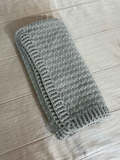 Throw Blanket - Handmade Crochet – Soft Grey Mix