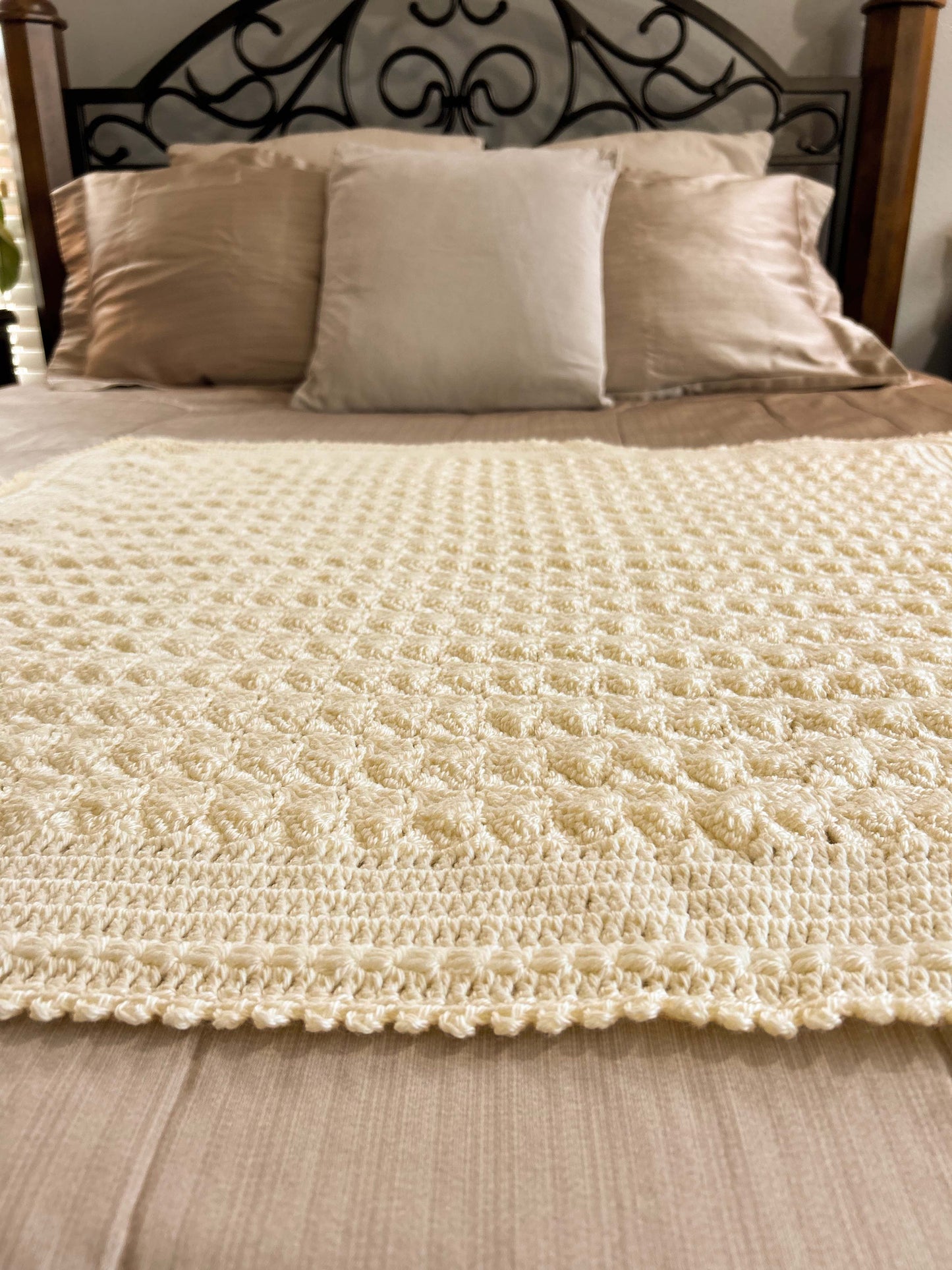 Baby Blanket - Handmade Crochet – Antique White