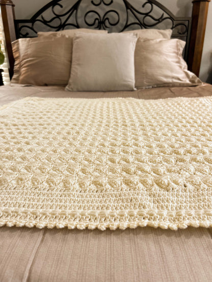 Baby Blanket - Handmade Crochet – Antique White