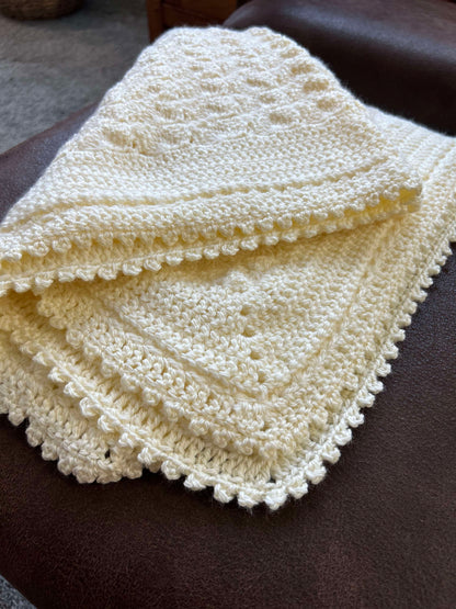 Baby Blanket - Handmade Crochet – Antique White