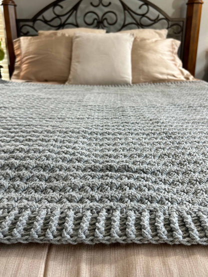 Throw Blanket - Handmade Crochet – Soft Grey Mix