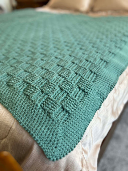 Hosta Teal Handmade Crochet Throw Blanket