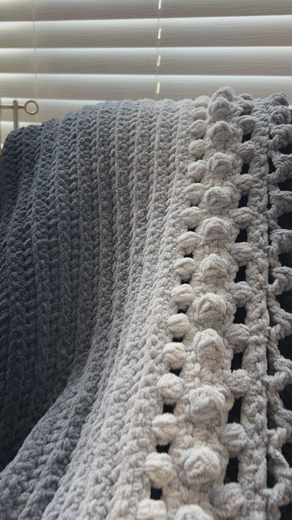 Throw Blanket - Handmade Crochet – Soft Grey Mix