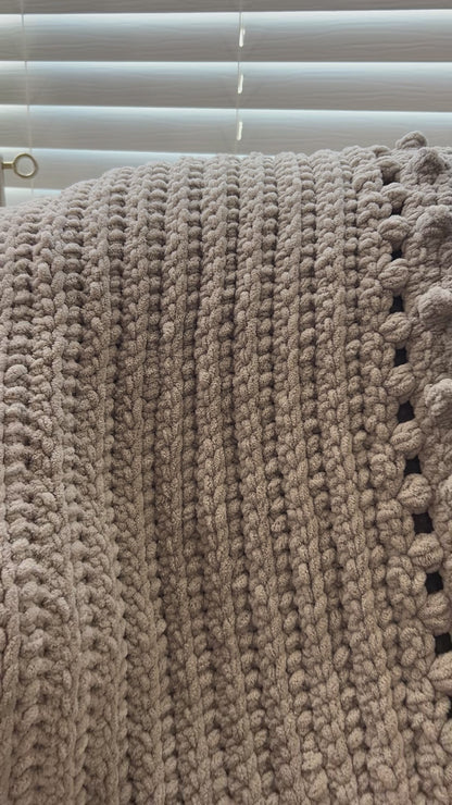 Throw Blanket - Handmade Crochet – Light Gray