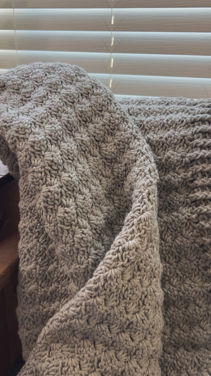 Throw Blanket - Handmade Crochet – Soft Grey Mix